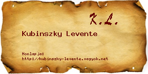Kubinszky Levente névjegykártya